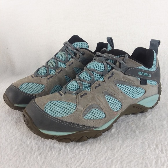 Merrell Yokota 2 Low Top Hiking Shoes WaterProof Womens 7 Teal Gray Trail J31280 - Picture 1 of 12